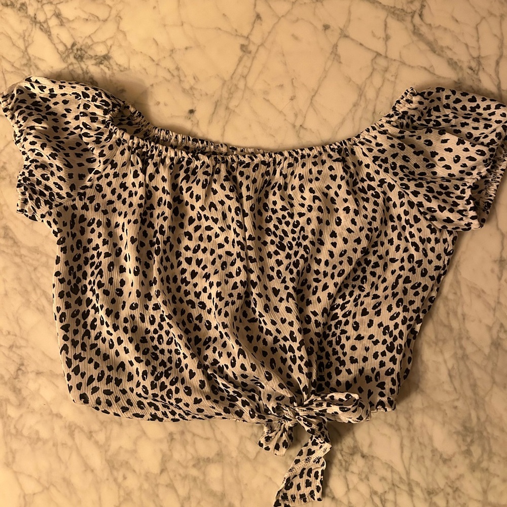 She + Sky Black and white Animal Print Blouse